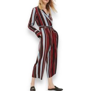 TOPSHOP MULTICOLOR STRIPED BELTED ROMPER/JUMPER. WOMEN’S SIZE 8